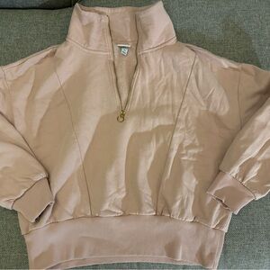 a new day Blush Half-Zip Sherpa Pullover with Gold Zipper